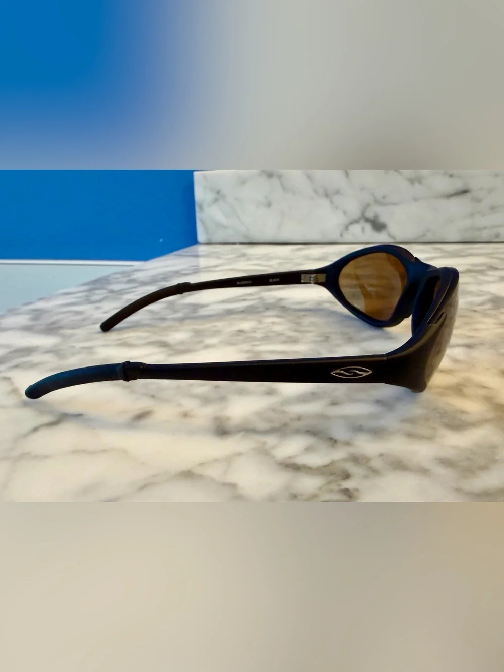 Vtg Y2K Smith Optics Slider 01 Wrap Sunglasses 90s Black Made In France